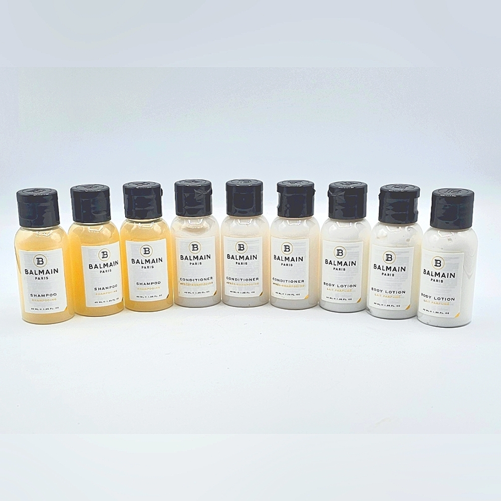 Lot of 9 BALMAIN Paris Shampoo, Conditioner, & Body Lotion 1.35 oz each